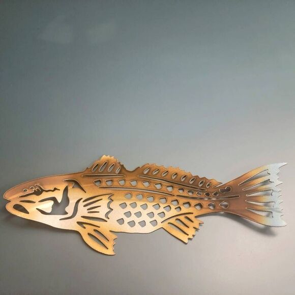 Fishing Enthusiast Blue Fin Fish Handcrafted Heavy Metal Carved Sculpture NEW! - Picture 6 of 8